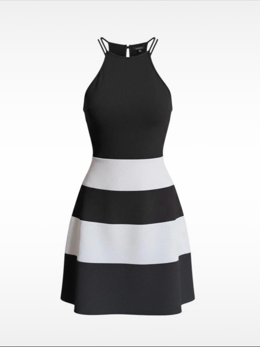 Soprano Black and White Striped Halter Dress Size M